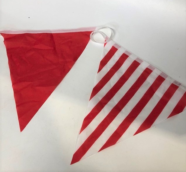 BUNTING, Red White Stripe - 28m Length